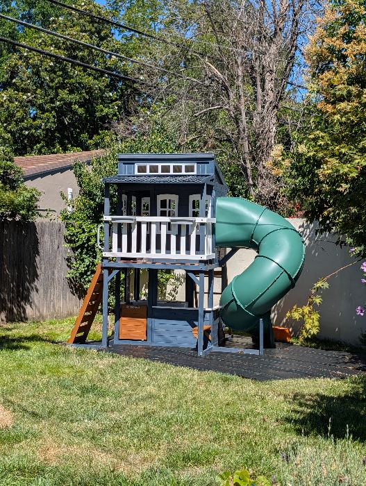 Backyard Playhouse With Slide