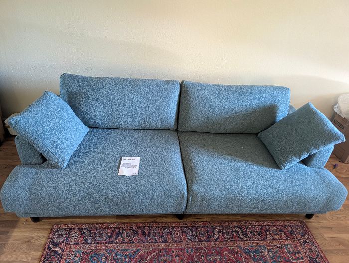 Blue Upholstered Loveseat