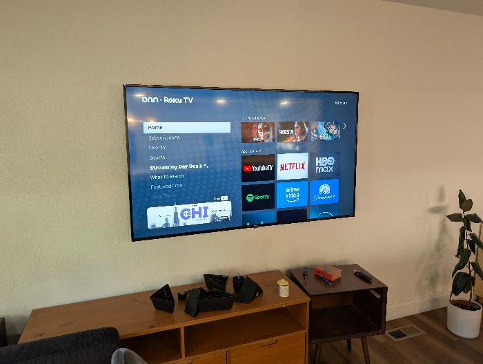 Wall-Mounted Onn Roku TV